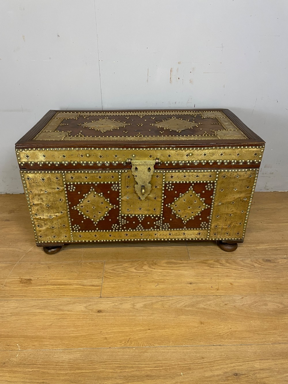C19TH Zanzibar chest with original brass decoration  View II