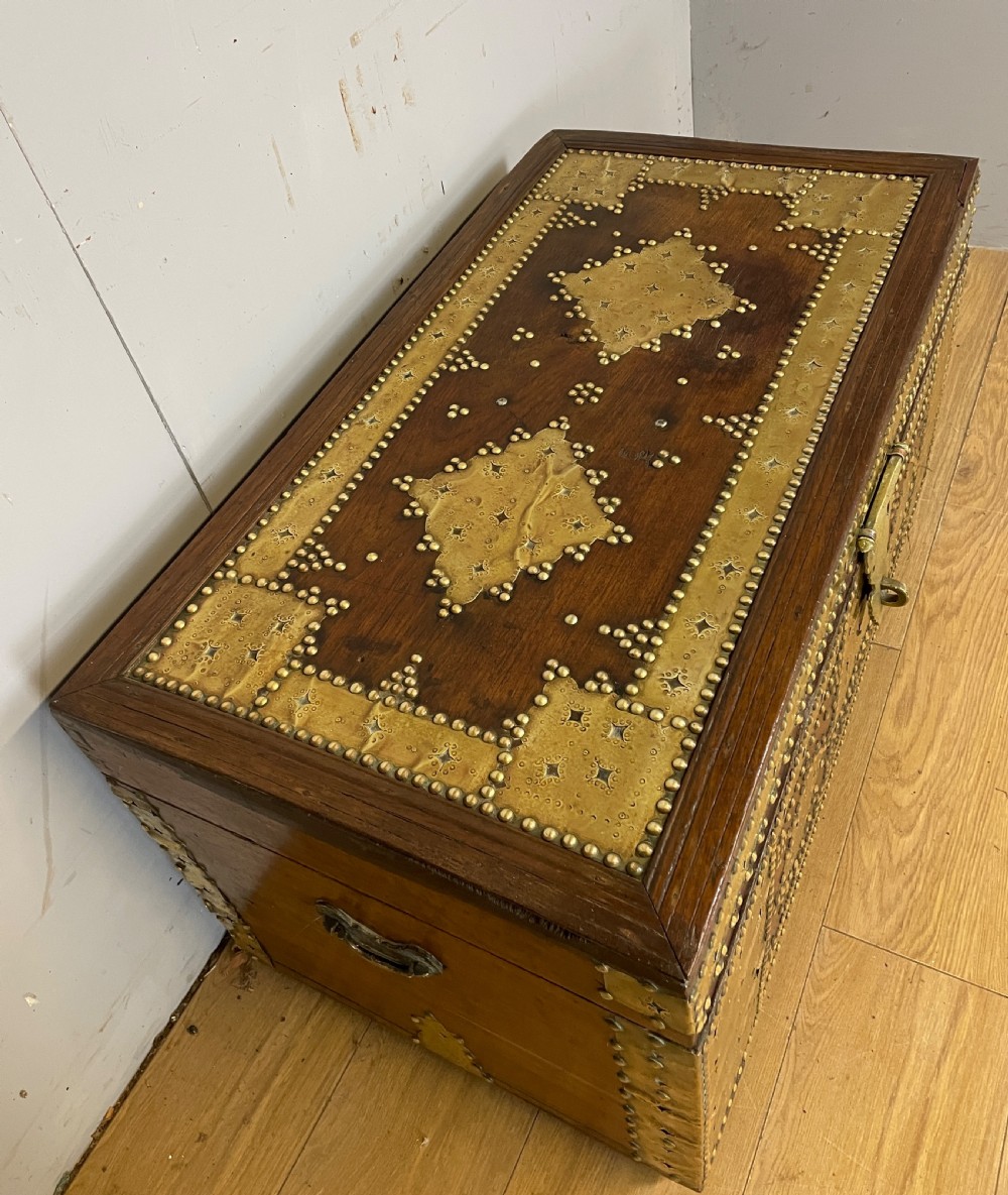 C19TH Zanzibar chest with original brass decoration  View III