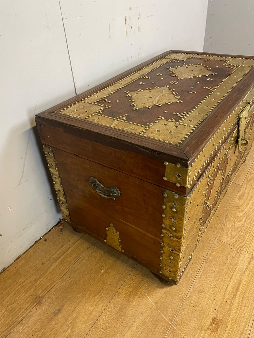 C19TH Zanzibar chest with original brass decoration  View IV