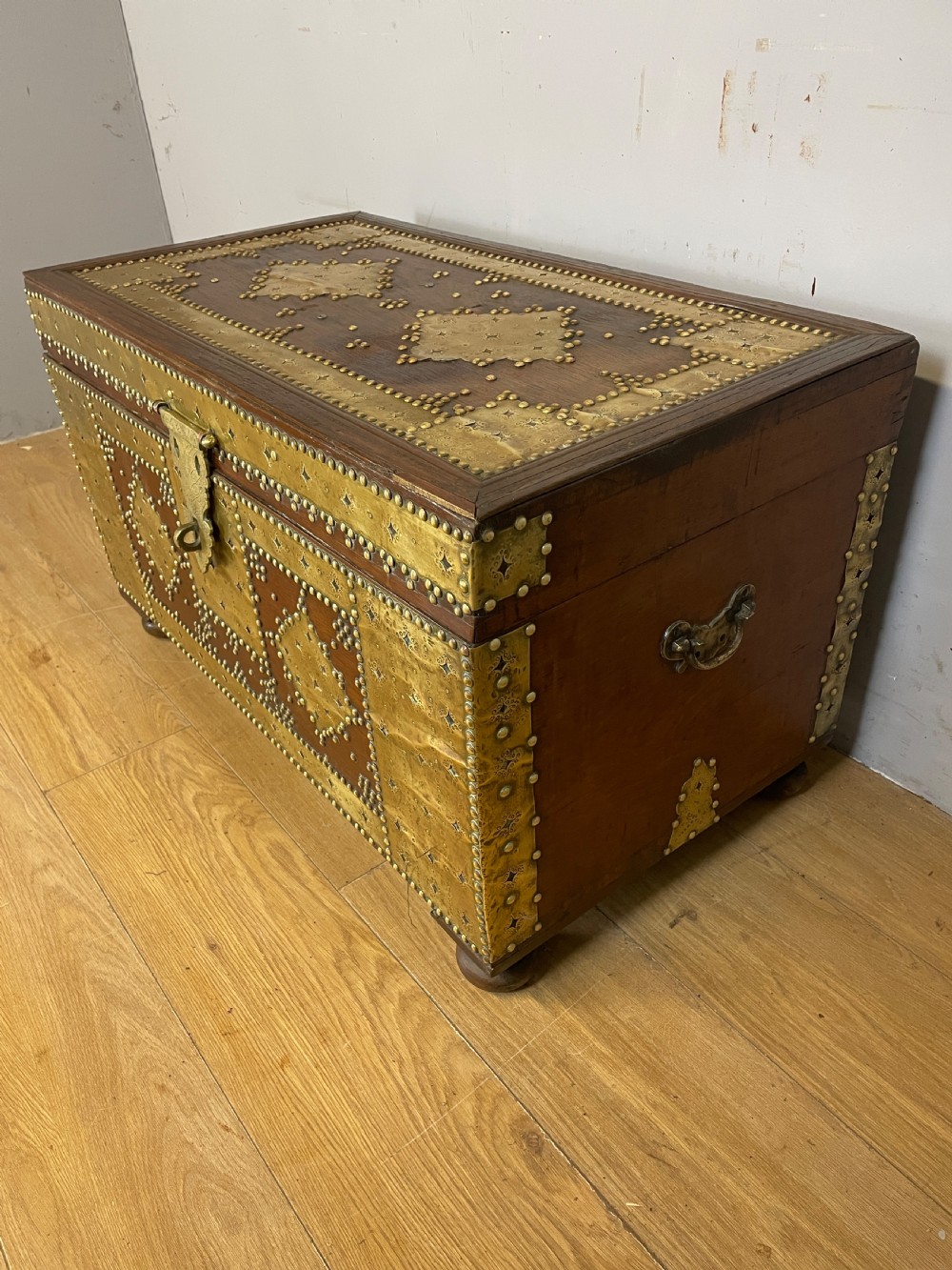 C19TH Zanzibar chest with original brass decoration  View VI