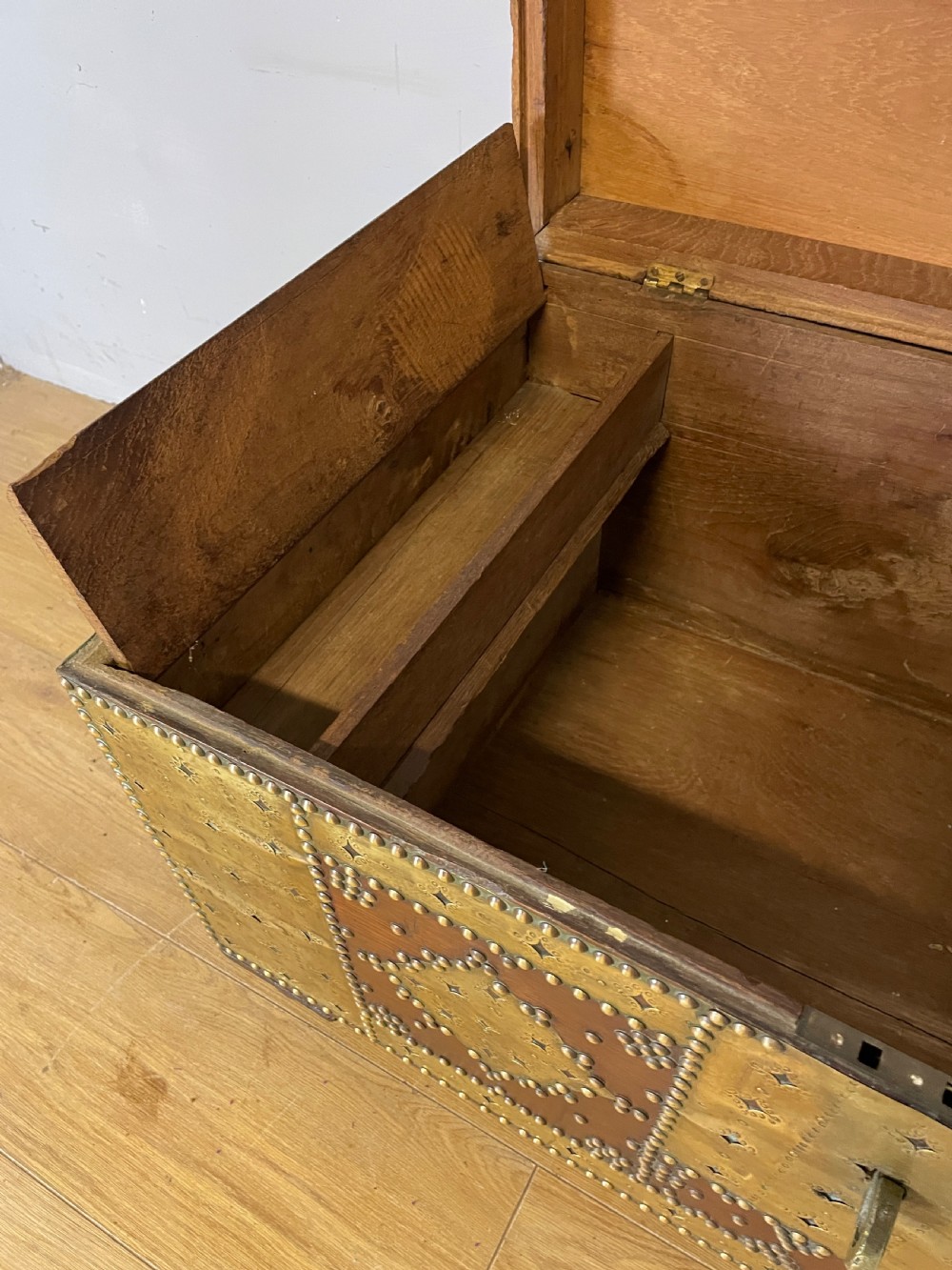 C19TH Zanzibar chest with original brass decoration  View VIII