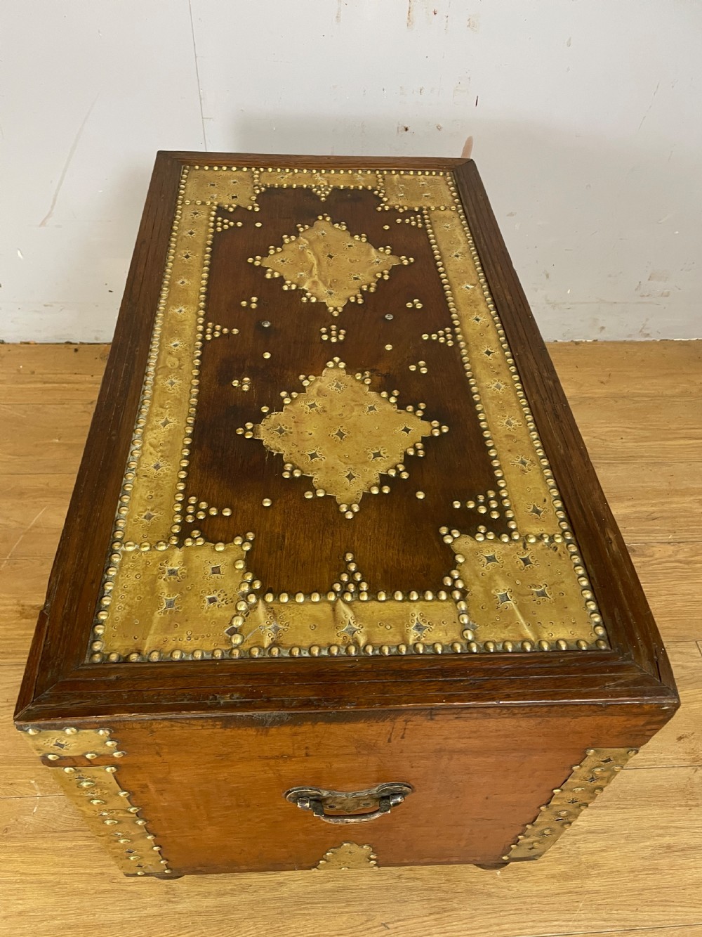 C19TH Zanzibar chest with original brass decoration  View X