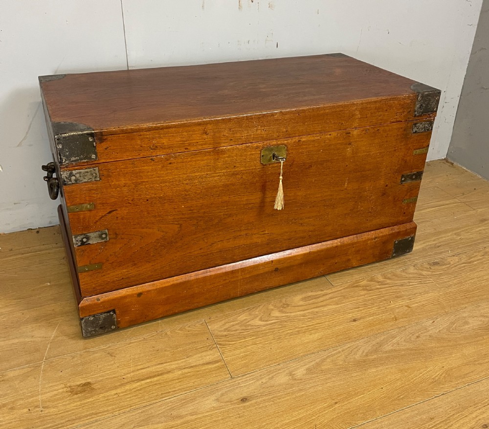 C19TH camphorwood chest with original key