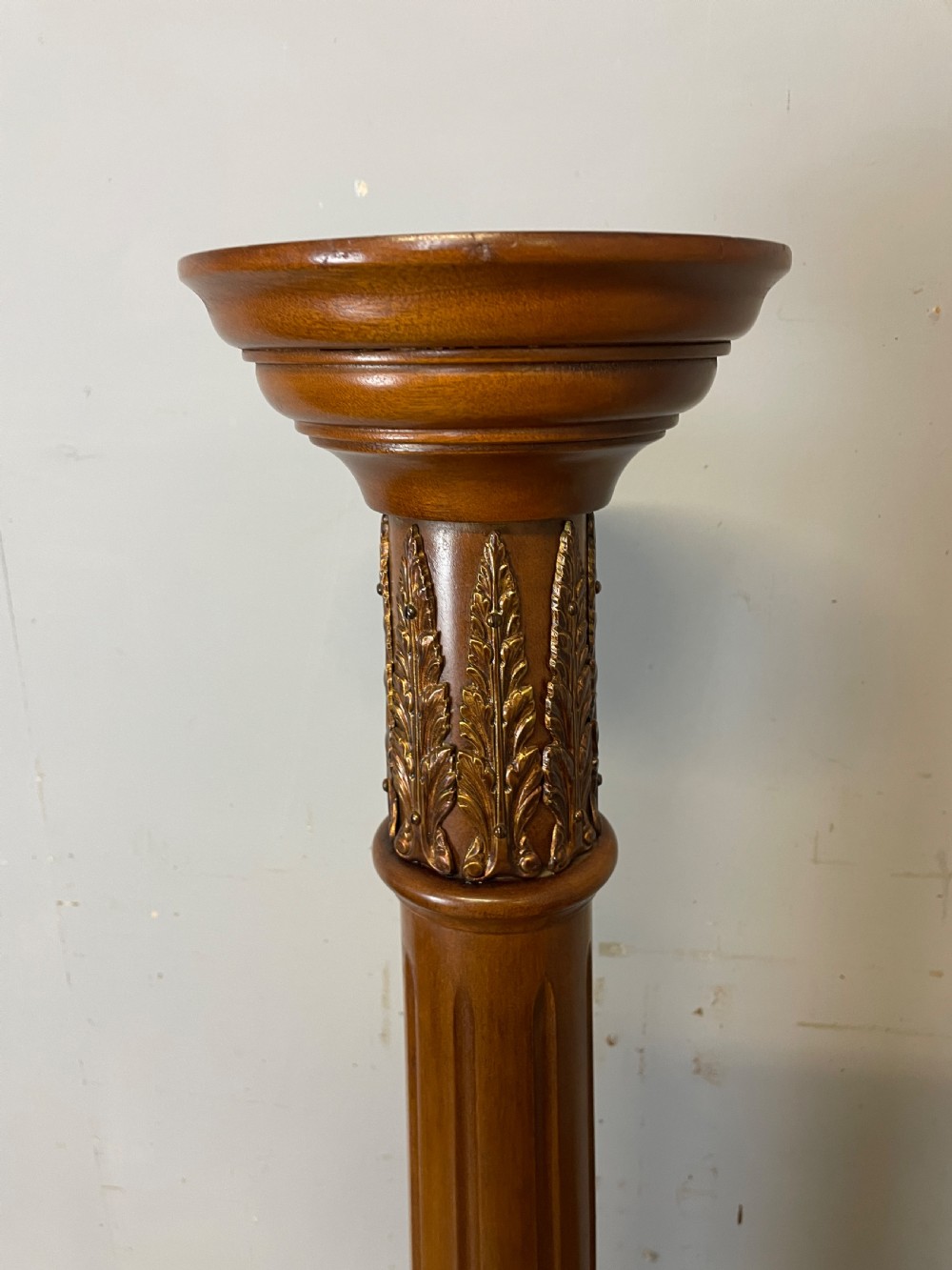 Edwardian mahogany and marble ormolu mounted pedestal torchere with provenance  View III