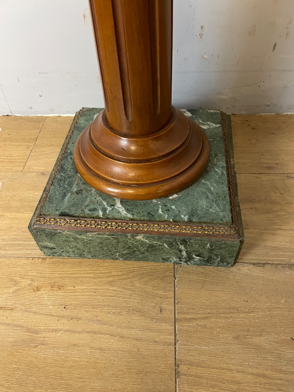 Edwardian mahogany and marble ormolu mounted pedestal torchere with provenance  View V