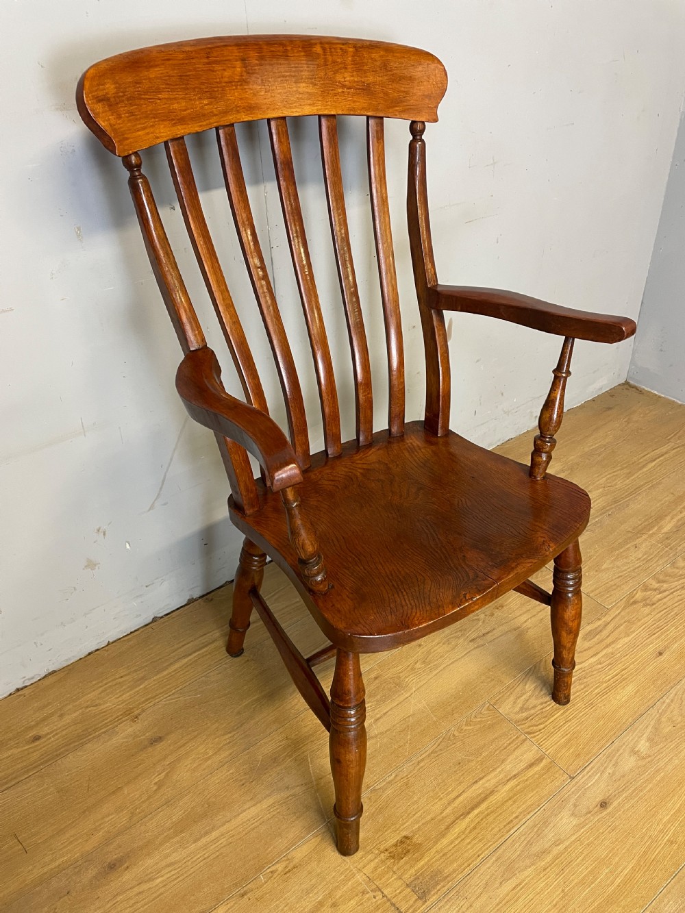 C19TH elm and beech Yorkshire slat back kitchen chair - original condition View III