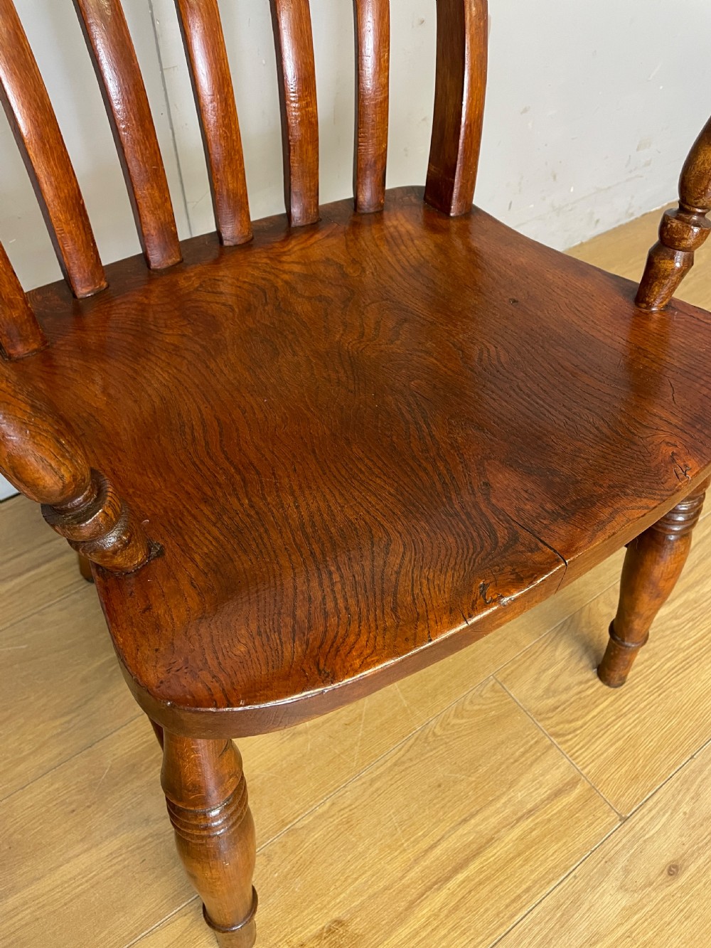 C19TH elm and beech Yorkshire slat back kitchen chair - original condition View IV