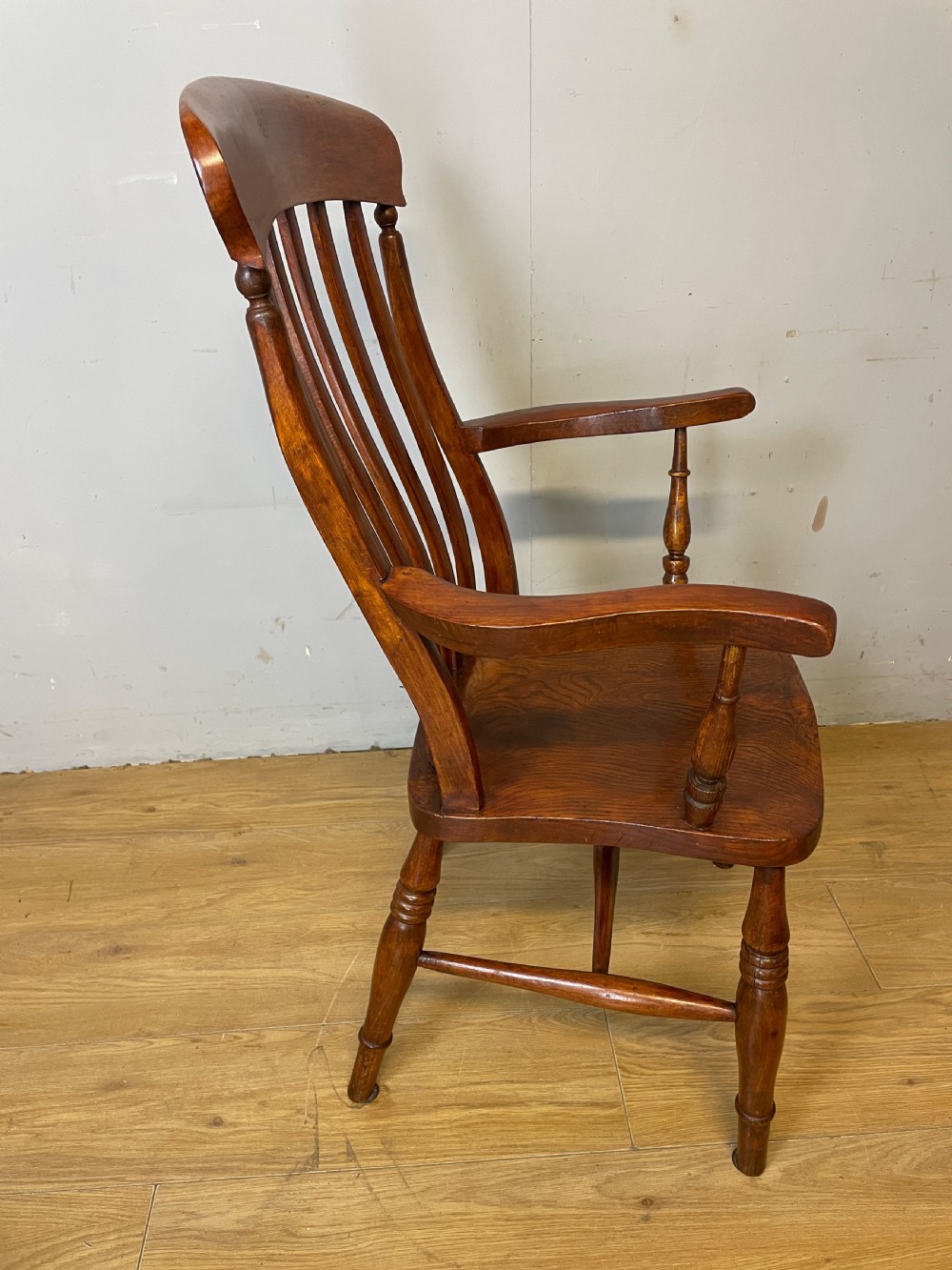 C19TH elm and beech Yorkshire slat back kitchen chair - original condition View V