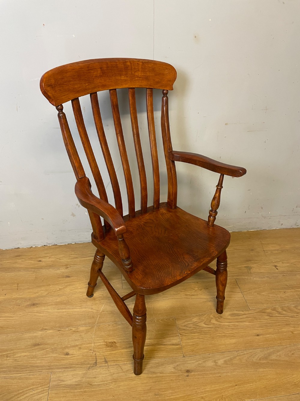 C19TH elm and beech Yorkshire slat back kitchen chair - original condition View VII