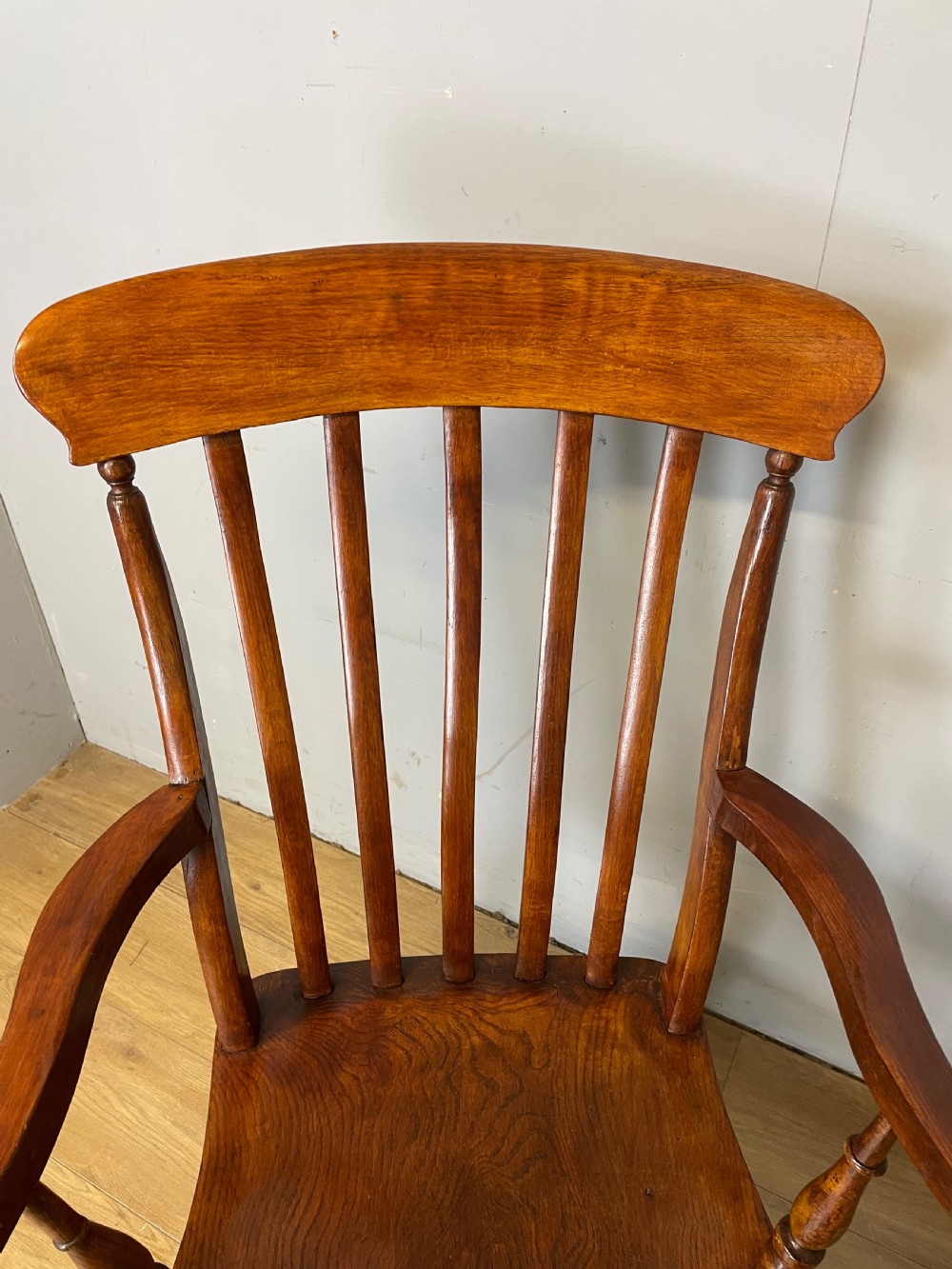 C19TH elm and beech Yorkshire slat back kitchen chair - original condition View VIII