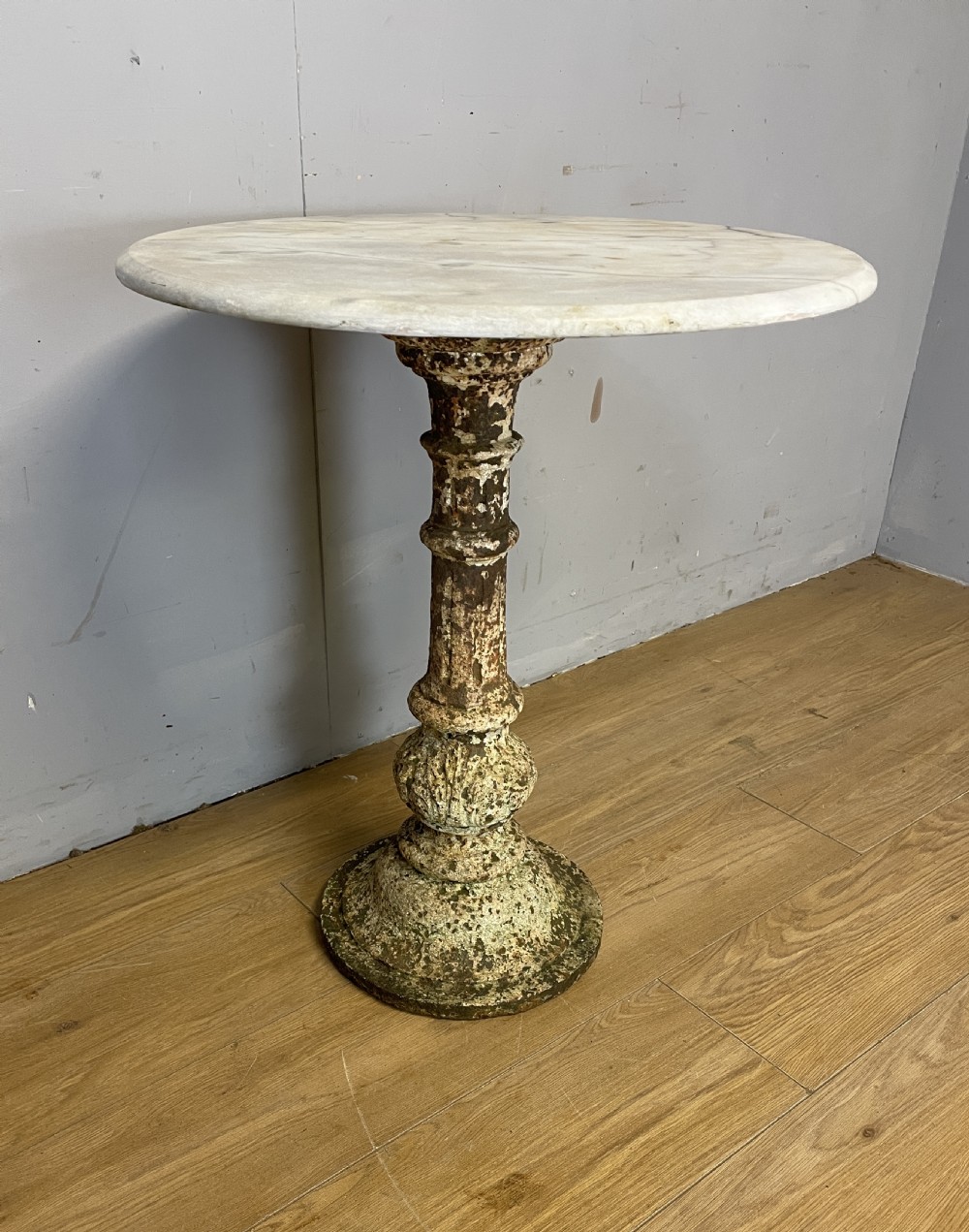 C19TH cast iron table with Carrara marble top  View II