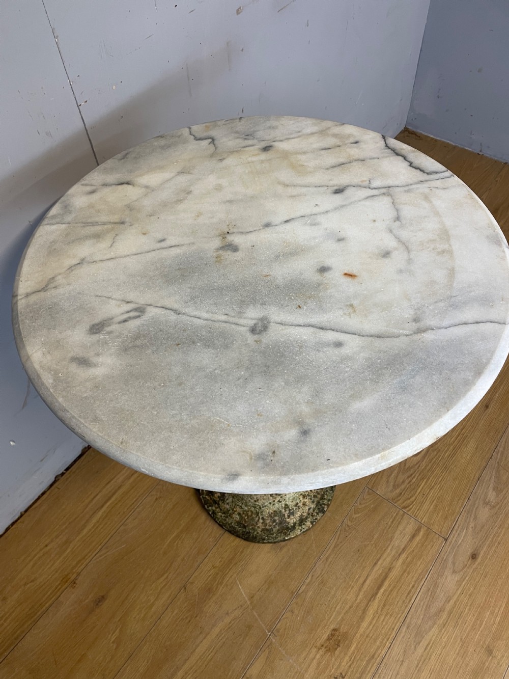 C19TH cast iron table with Carrara marble top  View V