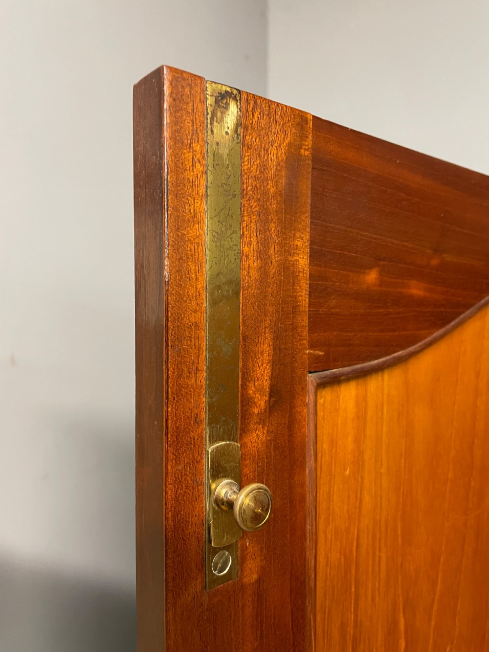 C19TH Sheraton Revival inlaid mahogany double wardrobe  View X