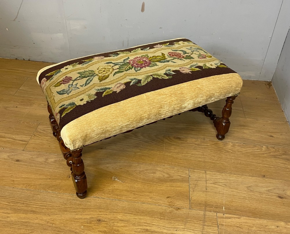 Late C19TH walnut bobbin turned stool  View II