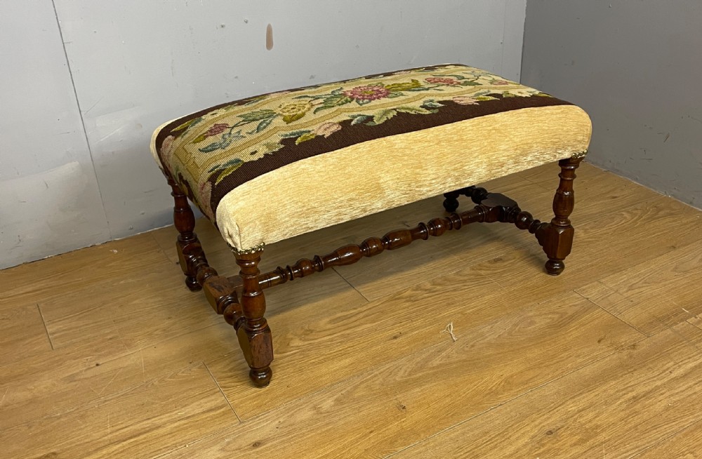 Late C19TH walnut bobbin turned stool  View X