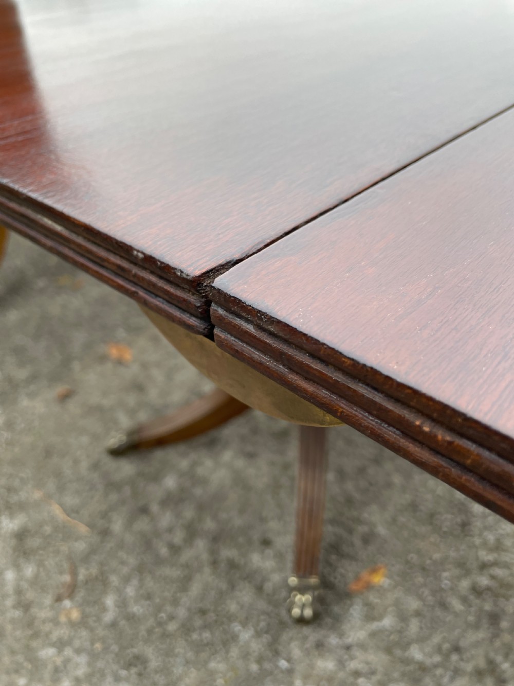 Edwardian solid mahogany three pillar ten foot dining table View VIII