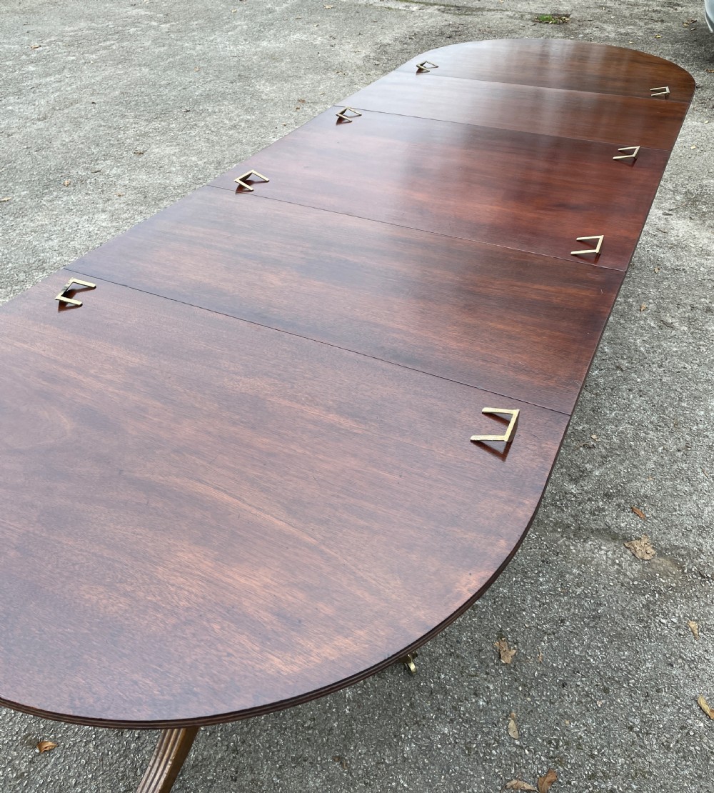 Edwardian solid mahogany three pillar ten foot dining table View X