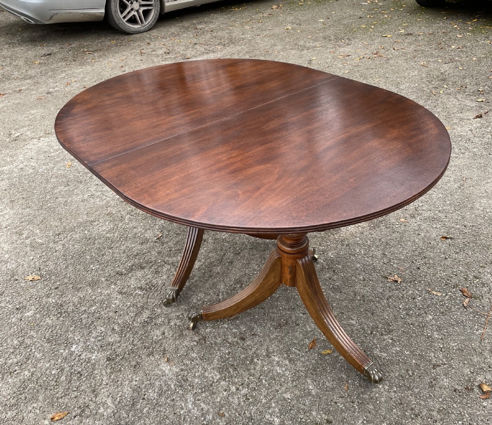Edwardian solid mahogany three pillar ten foot dining table View XIII