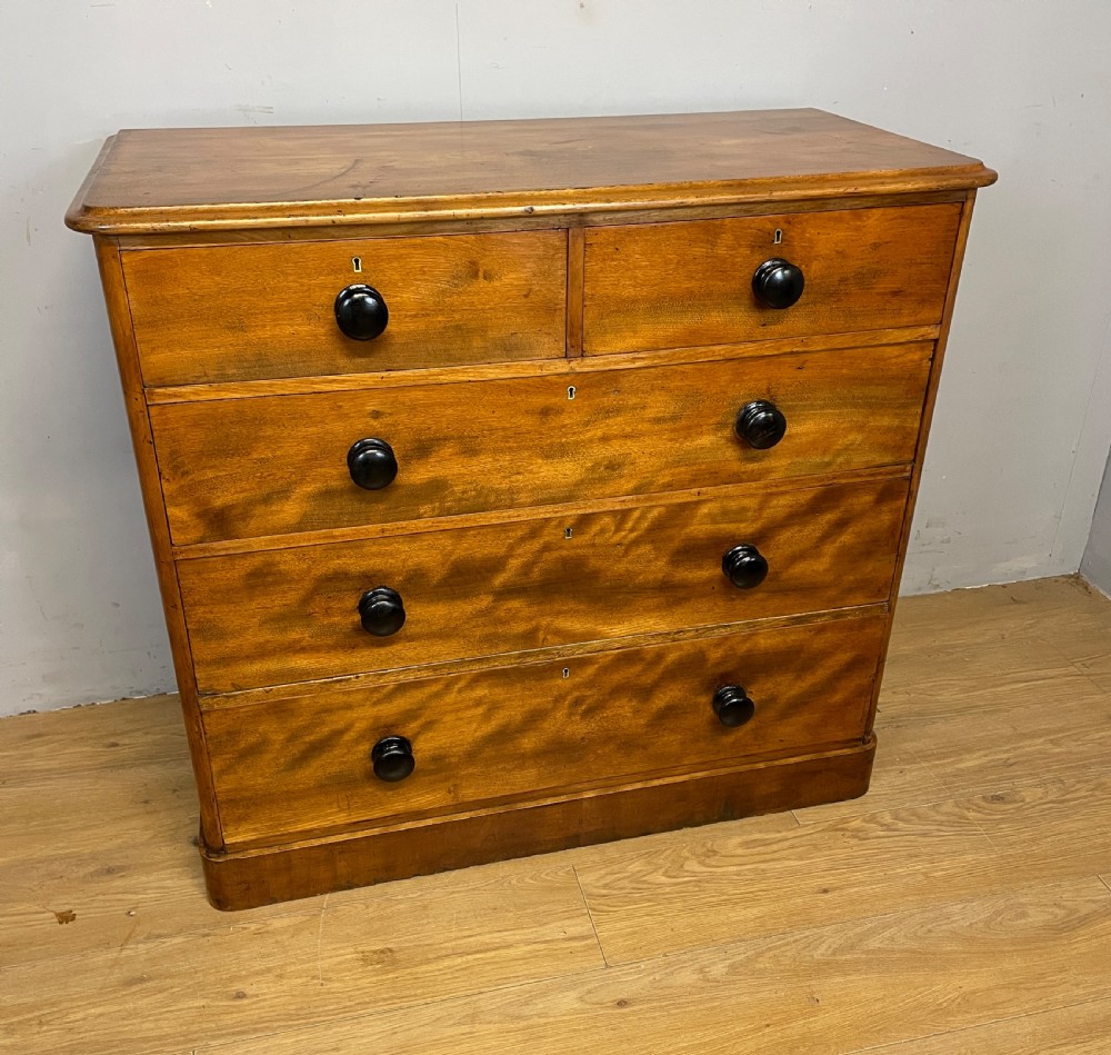 Antique satin birch four height chest of drawers circa 1870 View II