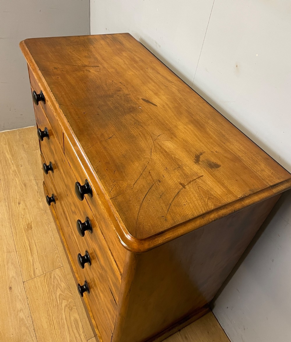 Antique satin birch four height chest of drawers circa 1870 View III