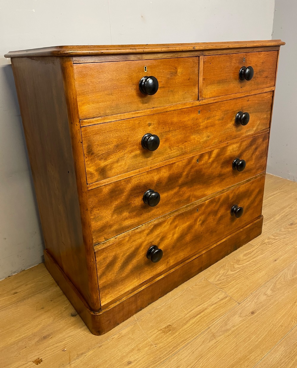 Antique satin birch four height chest of drawers circa 1870 View IV