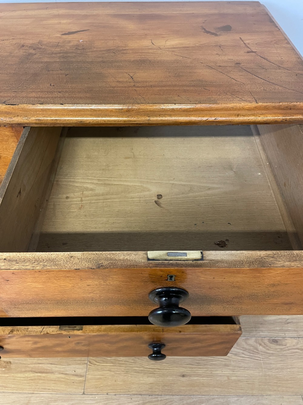 Antique satin birch four height chest of drawers circa 1870 View V