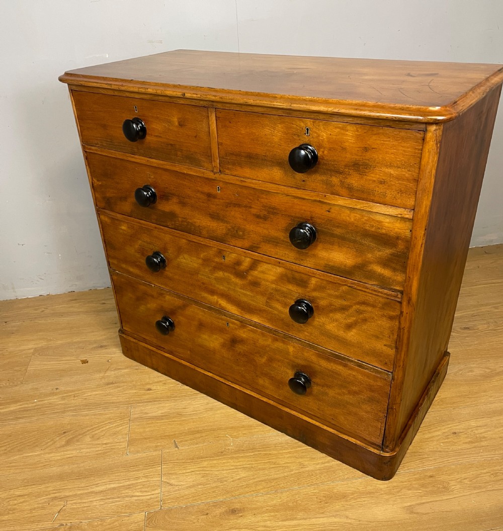 Antique satin birch four height chest of drawers circa 1870 View VI