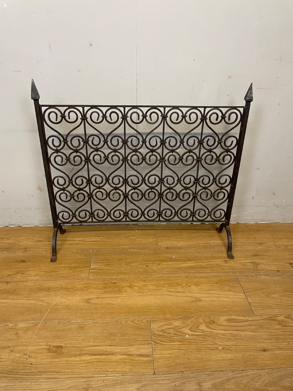 Wrought iron estate made fire screen circa 1920 View II