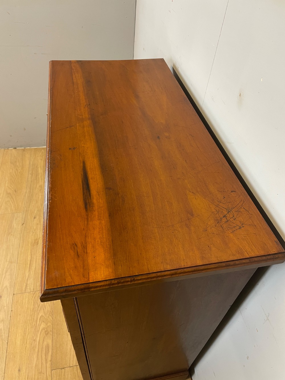 Late C19TH walnut four height chest of drawers with solid brass handles  View VI