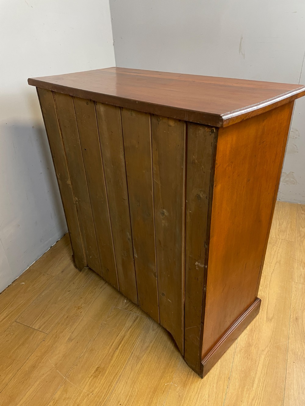 Late C19TH walnut four height chest of drawers with solid brass handles  View X