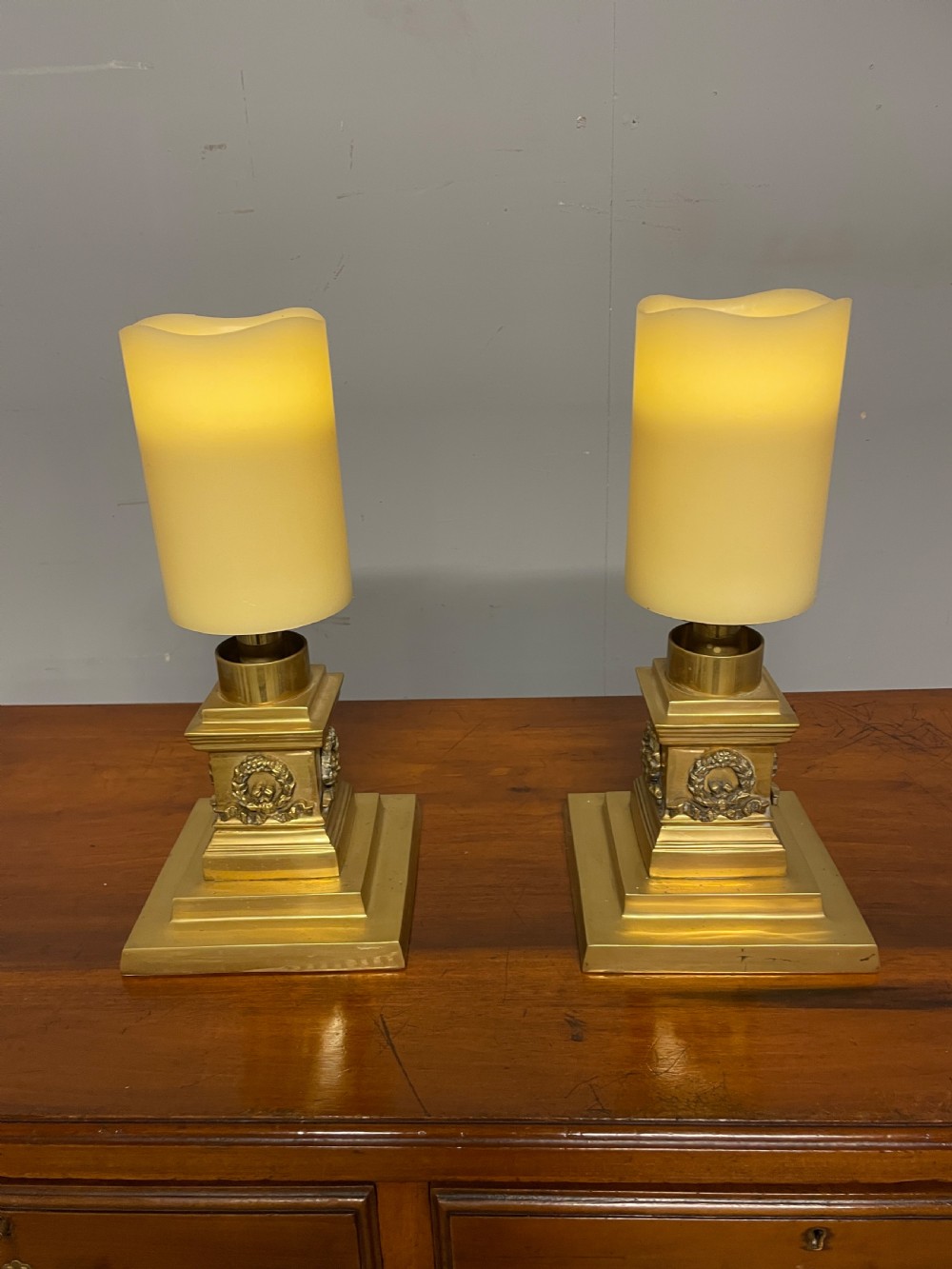 Late C19TH Solid brass heavy cast candlesticks  View VIII