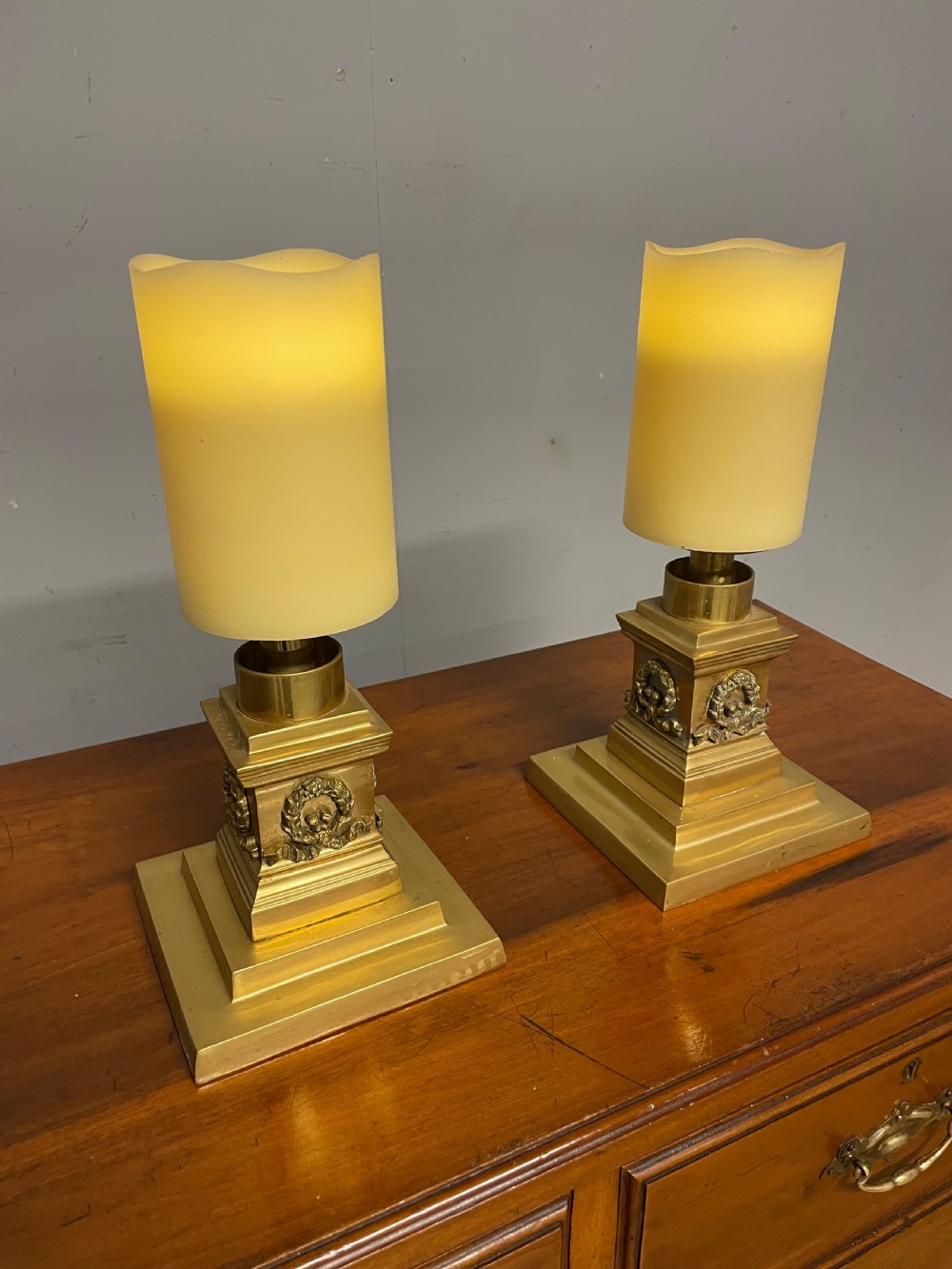 Late C19TH Solid brass heavy cast candlesticks  View IX