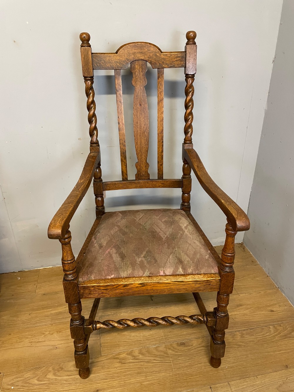 Set of four oak barley twist dining chairs  View V