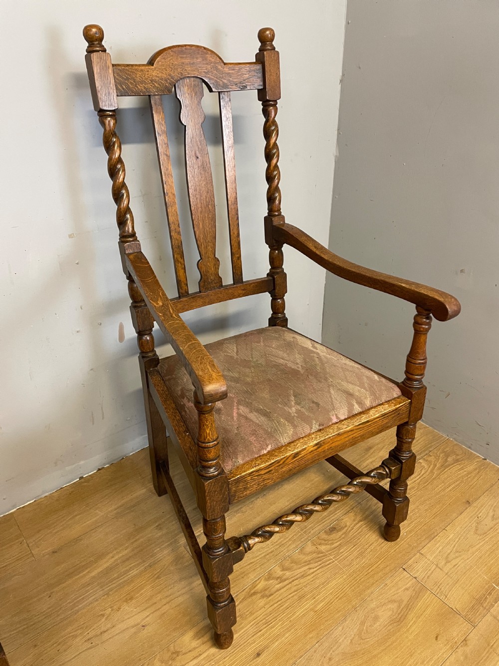 Set of four oak barley twist dining chairs  View VI
