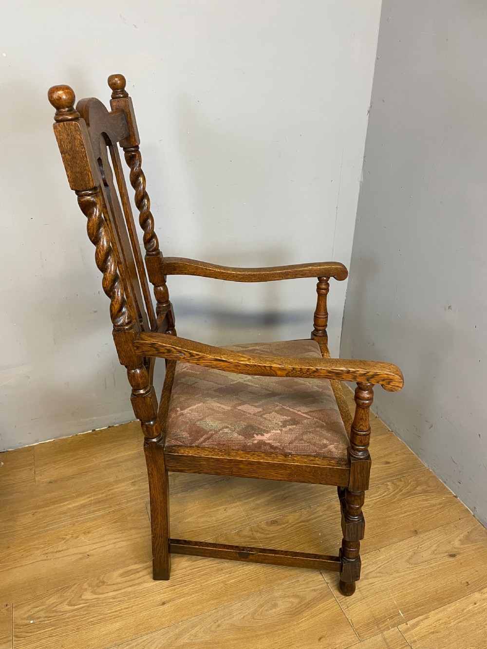 Set of four oak barley twist dining chairs  View VII