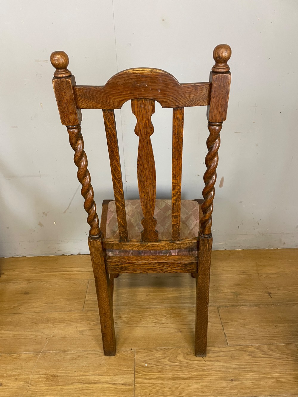 Set of four oak barley twist dining chairs  View XII