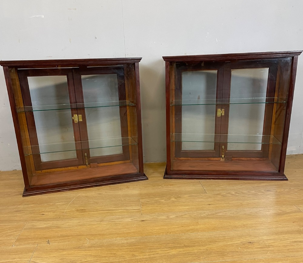 Pair of Edwardian mahogany counter top display cabinets  View IV