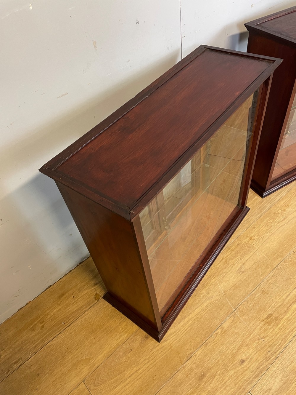 Pair of Edwardian mahogany counter top display cabinets  View VI