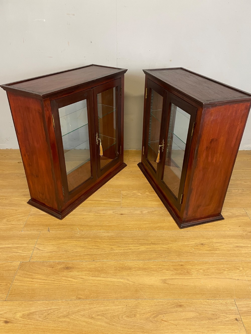 Pair of Edwardian mahogany counter top display cabinets  View XI