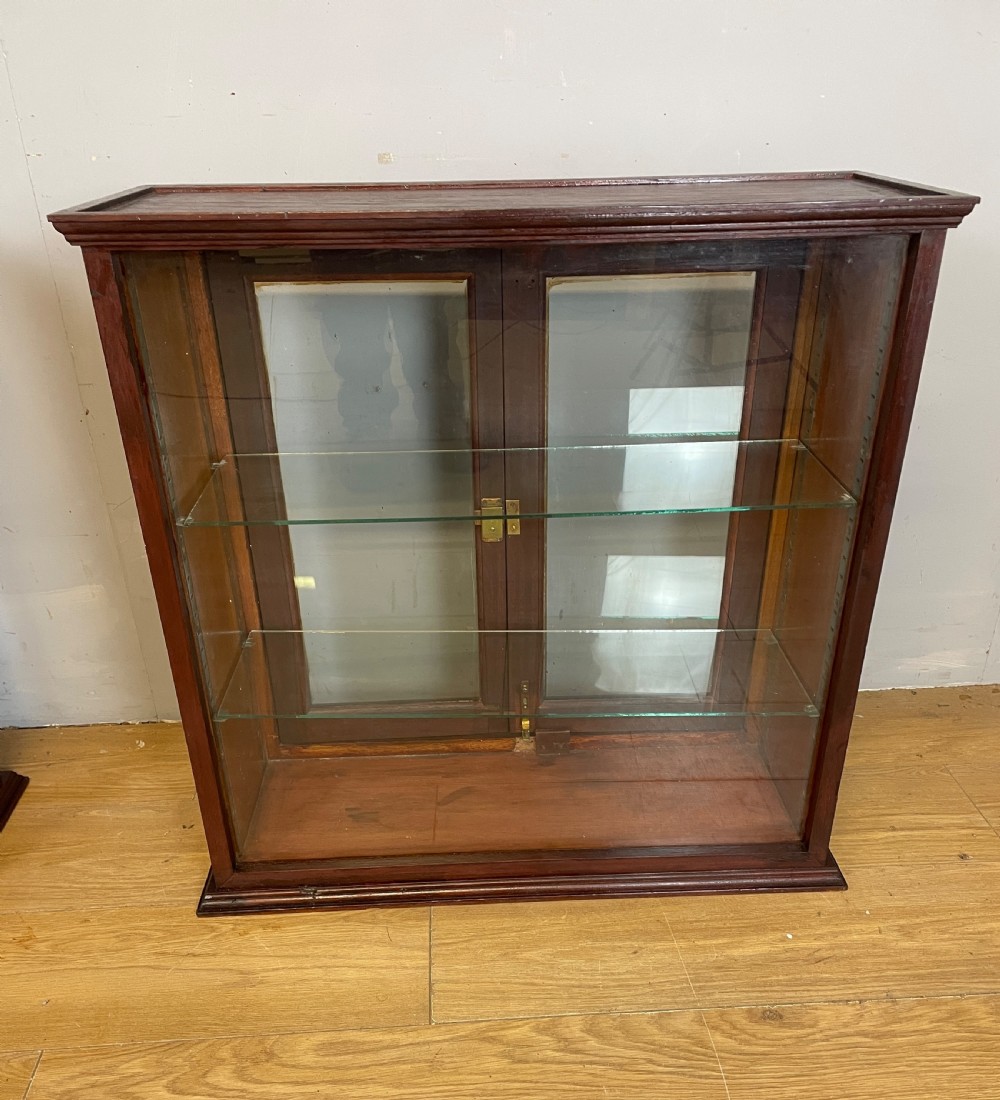Pair of Edwardian mahogany counter top display cabinets  View XIII