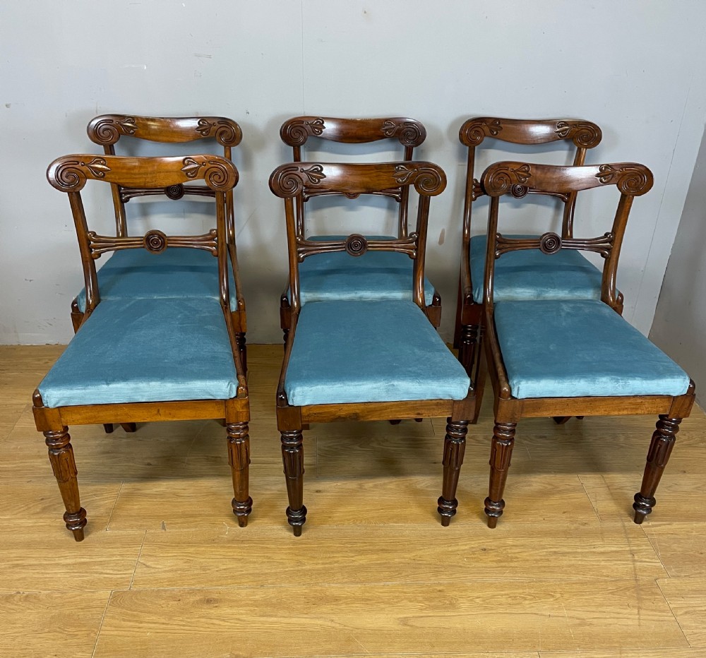 Set of six late Regency mahogany dining chairs 