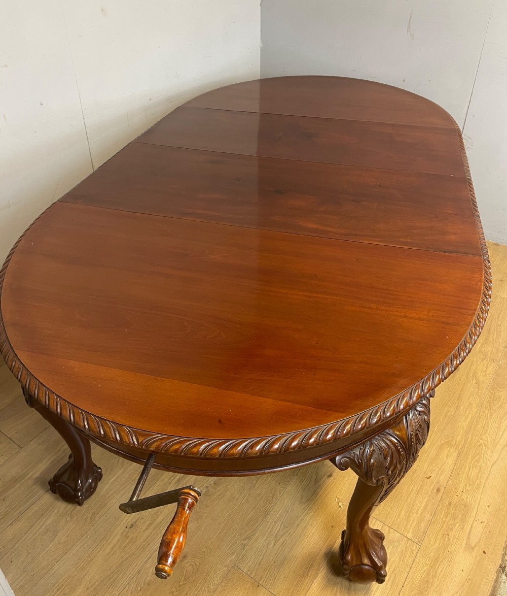 Eight foot solid mahogany extending Queen Anne style dining table circa 1890 View II