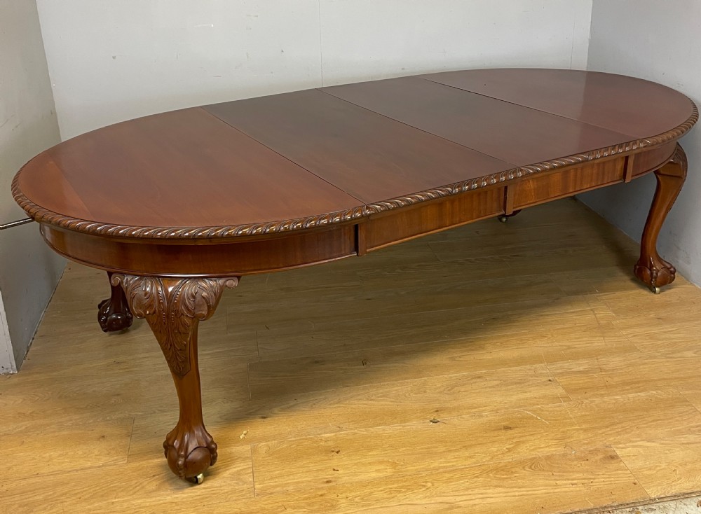 Eight foot solid mahogany extending Queen Anne style dining table circa 1890 View IV