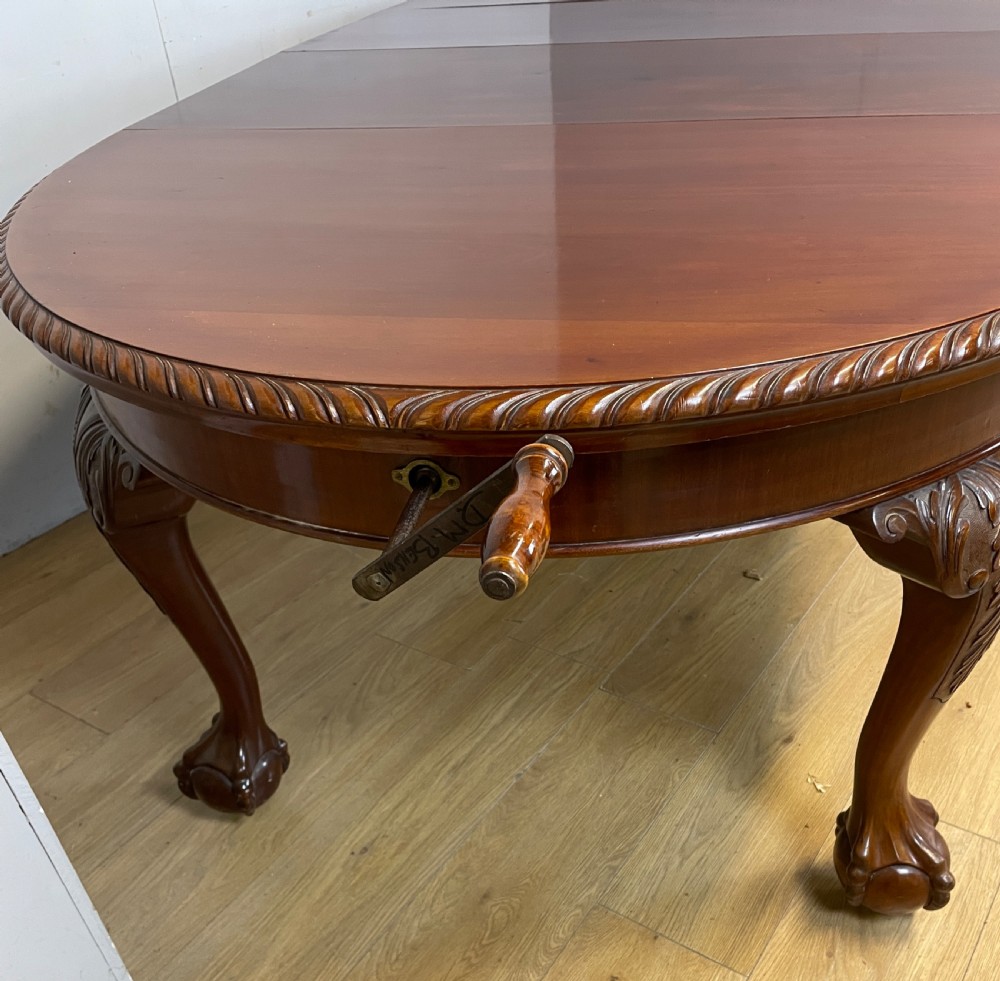 Eight foot solid mahogany extending Queen Anne style dining table circa 1890 View VI