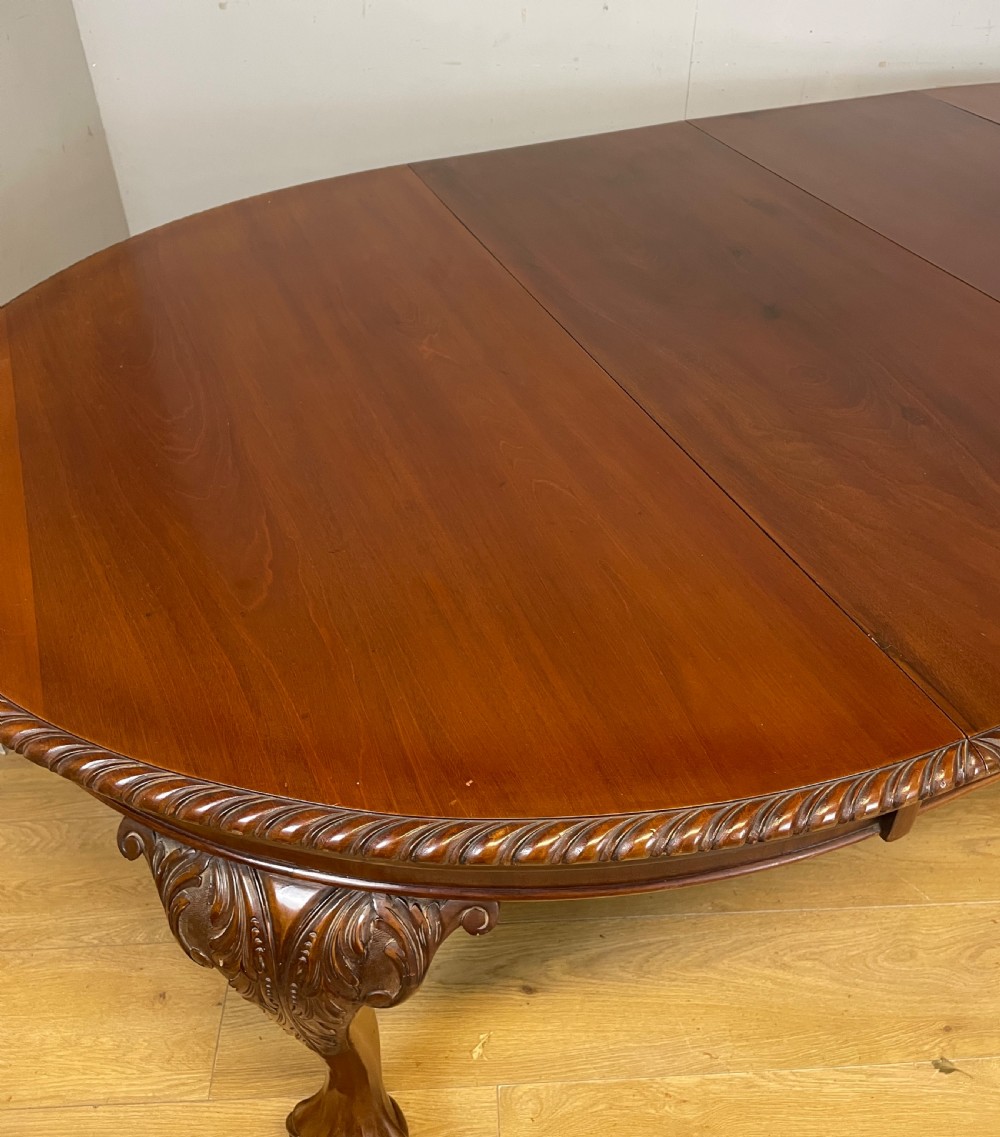 Eight foot solid mahogany extending Queen Anne style dining table circa 1890 View VII