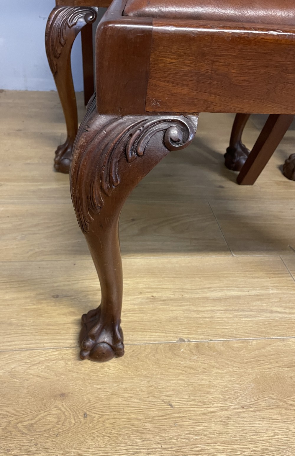 Set of six solid mahogany Chippendale style dining chairs circa 1890 View III
