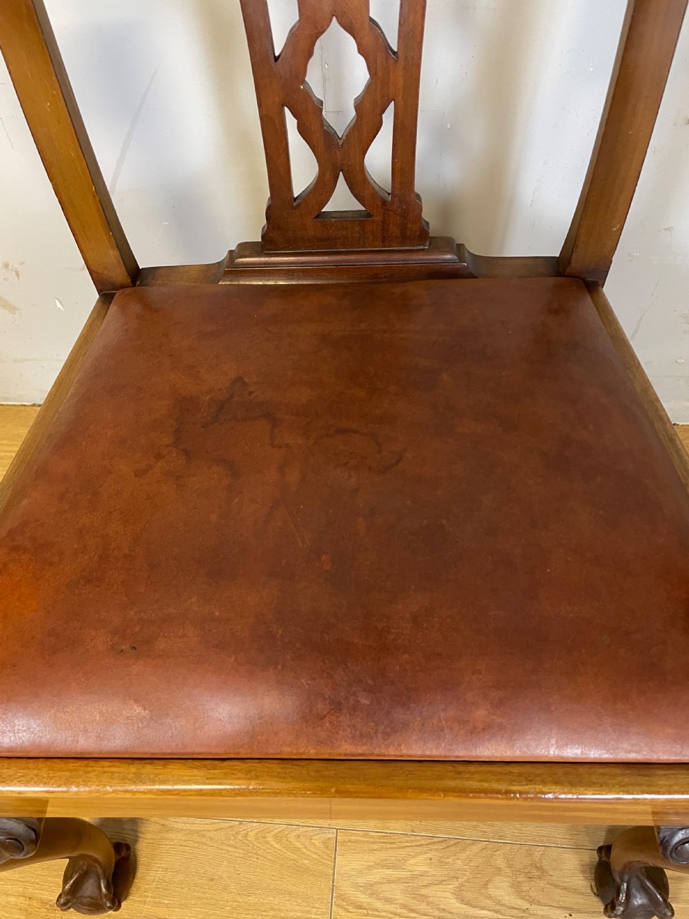 Set of six solid mahogany Chippendale style dining chairs circa 1890 View VI