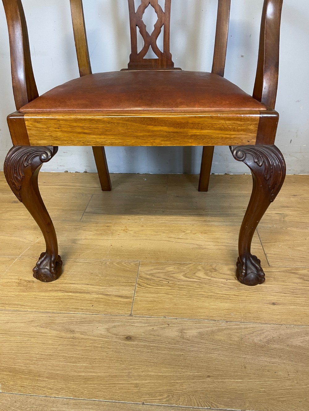 Set of six solid mahogany Chippendale style dining chairs circa 1890 View VII