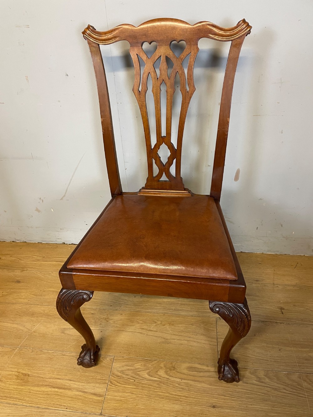 Set of six solid mahogany Chippendale style dining chairs circa 1890 View X