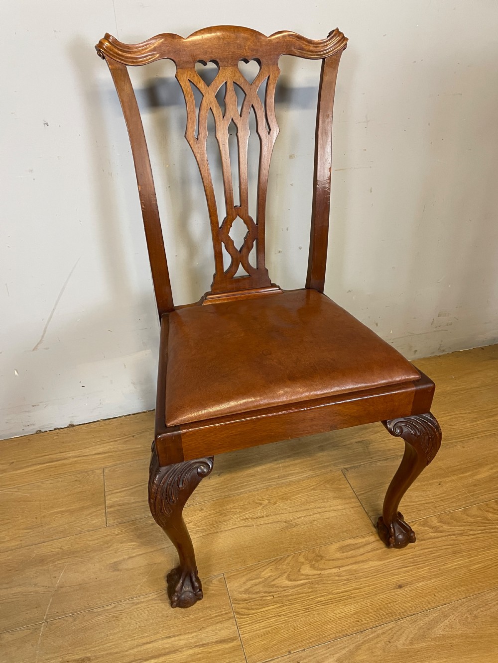 Set of six solid mahogany Chippendale style dining chairs circa 1890 View XI